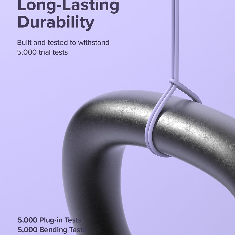 Picture of Ringke Pastel TPE Durable Cable with Cable Tie Organizer 3A Max 60W Fast Charge USB C to Type C (Purple 120cm)