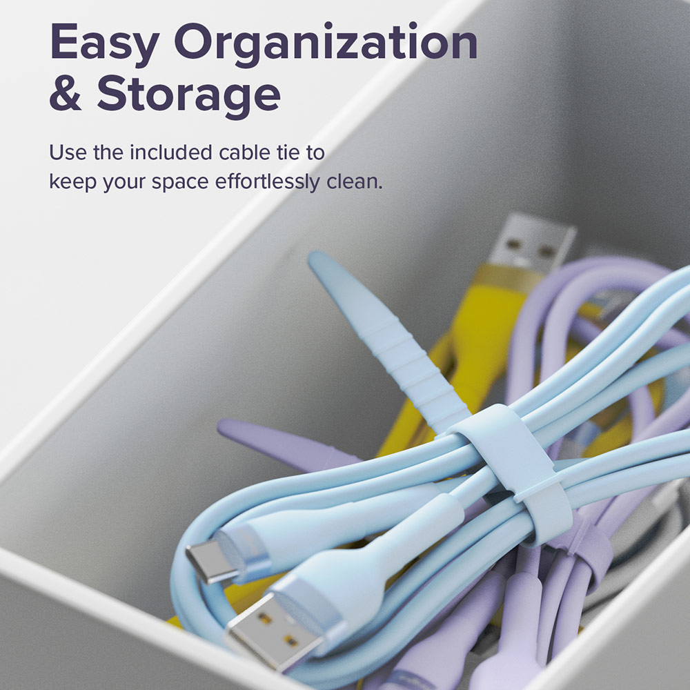 Picture of Ringke Pastel TPE Durable Cable with Cable Tie Organizer 3A Max 60W Fast Charge USB C to Type C (Purple 120cm)