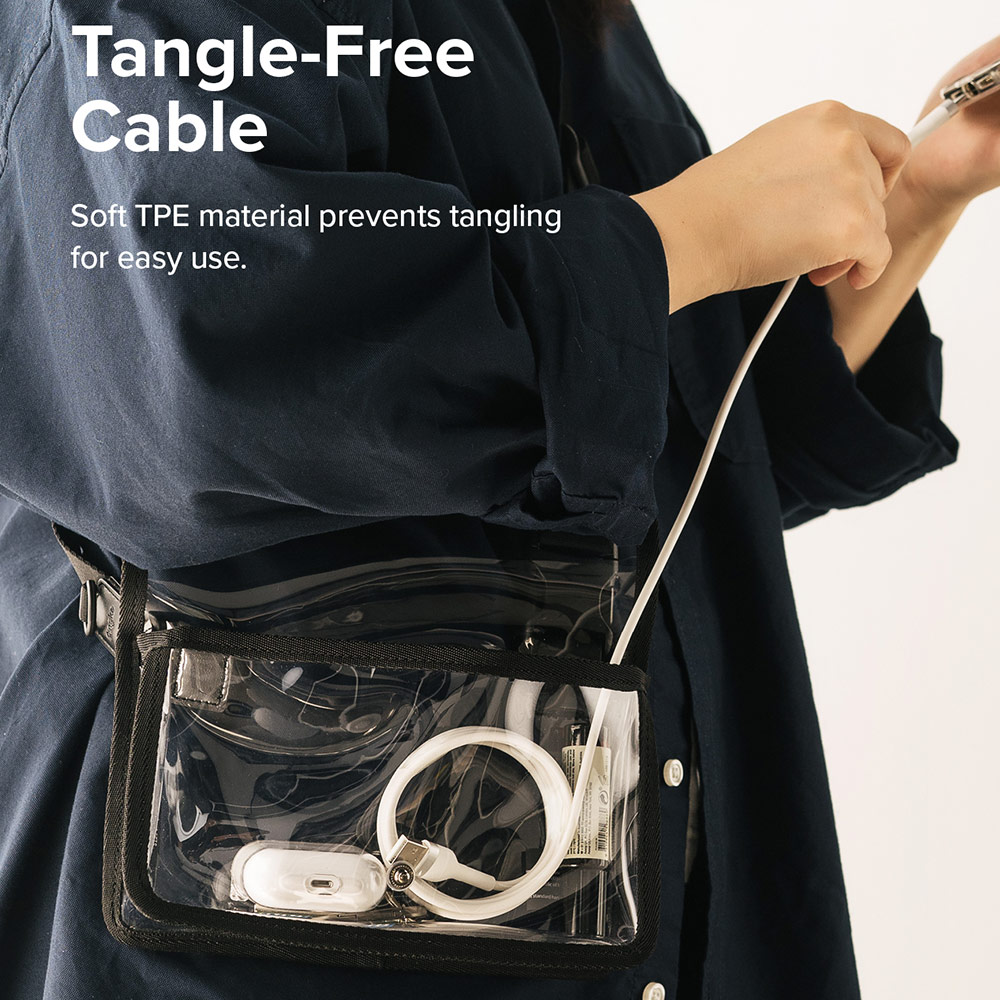 Picture of Ringke Pastel TPE Durable Cable with Cable Tie Organizer 3A Max 60W Fast Charge USB C to Type C (White 200cm)