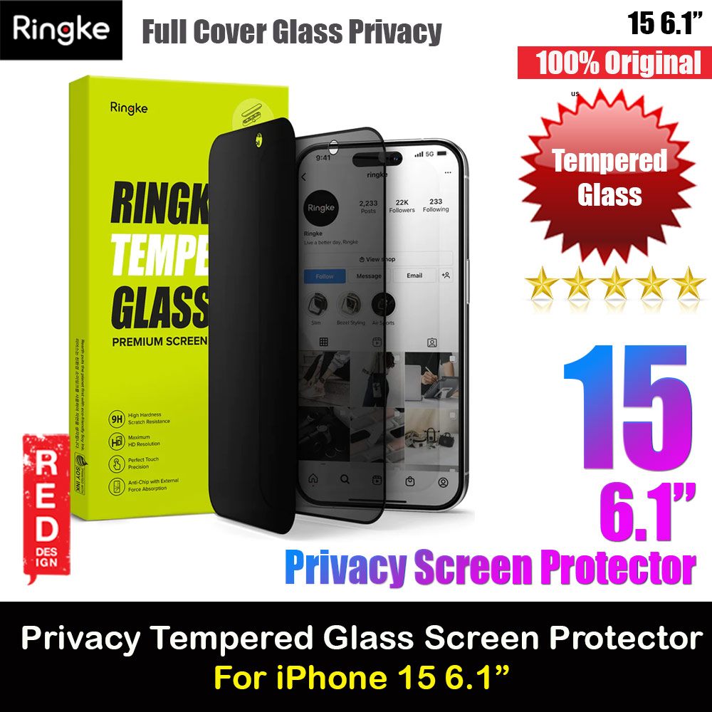Picture of Ringke Tempered Glass Full Cover Glass Screen Protector with Installation Jig Helper for iPhone 15 6.1 (Privacy Anti View Peep Spy Black) Apple iPhone 15 6.1- Apple iPhone 15 6.1 Cases, Apple iPhone 15 6.1 Covers, iPad Cases and a wide selection of Apple iPhone 15 6.1 Accessories in Malaysia, Sabah, Sarawak and Singapore 