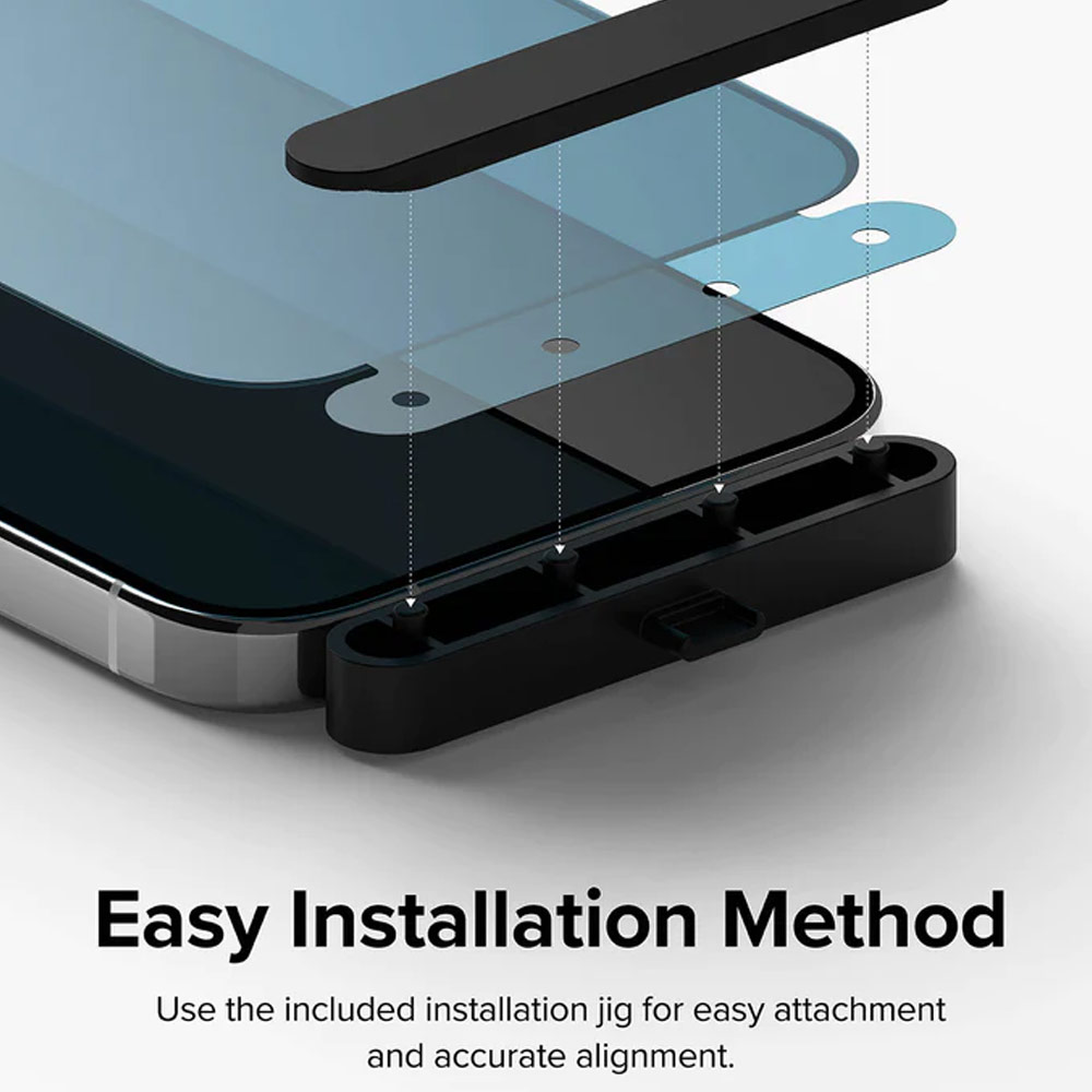 Picture of Apple iPhone 15 Plus 6.7 Screen Protector | Ringke Tempered Glass Full Cover Glass Screen Protector with Installation Jig Helper for iPhone 15 Plus 6.7 (Privacy Anti View Peep SpyBlack)