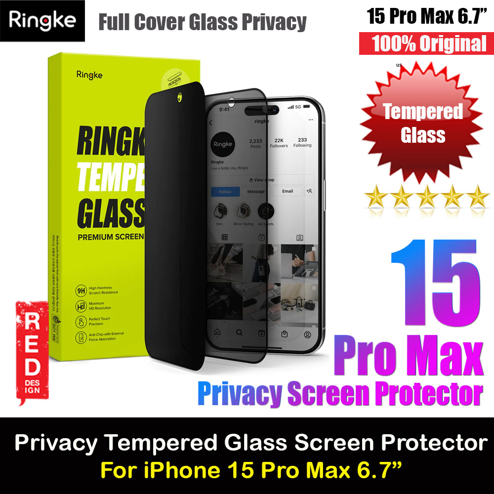 Picture of Ringke Tempered Glass Full Cover Glass Screen Protector with Installation Jig Helper for iPhone 15 Pro Max 6.7 (Privacy Anti View Peep SpyBlack) Apple iPhone 15 Pro Max 6.7- Apple iPhone 15 Pro Max 6.7 Cases, Apple iPhone 15 Pro Max 6.7 Covers, iPad Cases and a wide selection of Apple iPhone 15 Pro Max 6.7 Accessories in Malaysia, Sabah, Sarawak and Singapore 