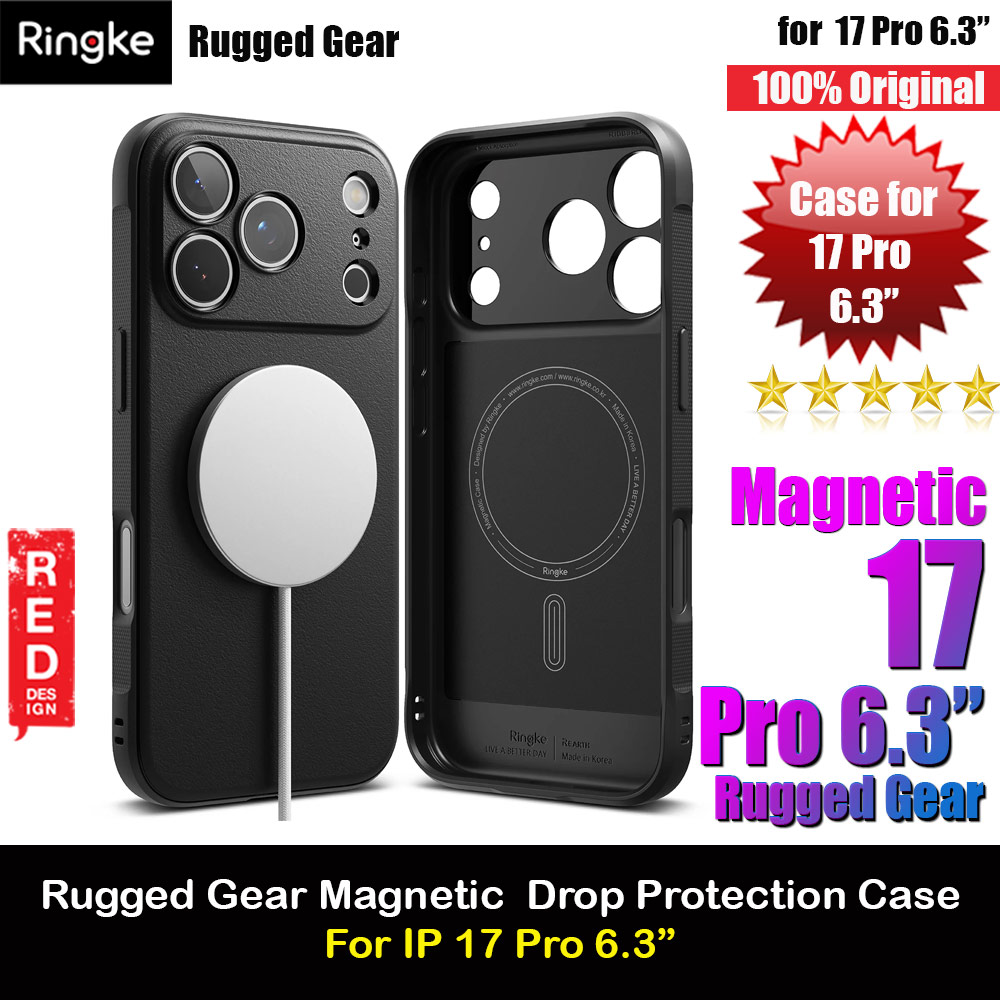 Picture of Ringke Rugged Gear Magnetic Compatible Drop Protection Case for iPhone 17 Pro 6.3 (Black) Apple iPhone 17 Pro 6.3- Apple iPhone 17 Pro 6.3 Cases, Apple iPhone 17 Pro 6.3 Covers, iPad Cases and a wide selection of Apple iPhone 17 Pro 6.3 Accessories in Malaysia, Sabah, Sarawak and Singapore 