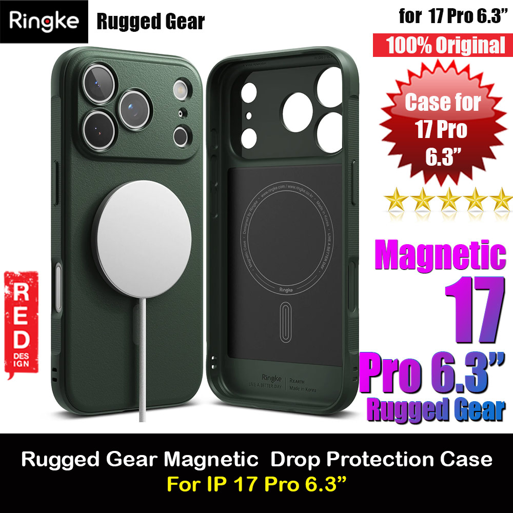 Picture of Ringke Rugged Gear Magnetic Compatible Drop Protection Case for iPhone 17 Pro 6.3 (Dark Green) Apple iPhone 17 Pro 6.3- Apple iPhone 17 Pro 6.3 Cases, Apple iPhone 17 Pro 6.3 Covers, iPad Cases and a wide selection of Apple iPhone 17 Pro 6.3 Accessories in Malaysia, Sabah, Sarawak and Singapore 