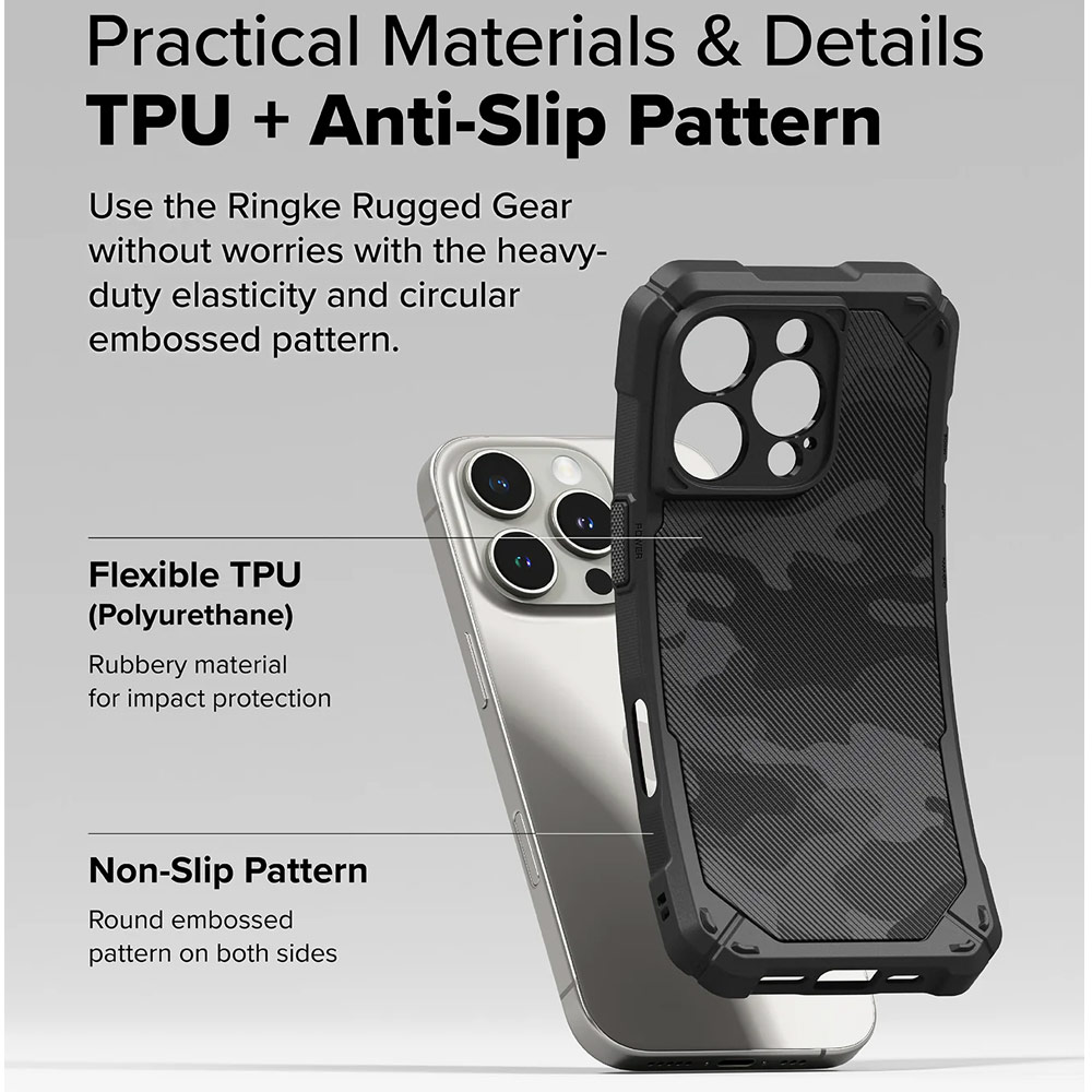 Picture of Apple iPhone 16 Pro Max 6.9 Case | Ringke Rugged Gear Magnetic Charging Compatible Drop Protection Case for Apple iPhone 16 Pro Max 6.9 (Camo Black)