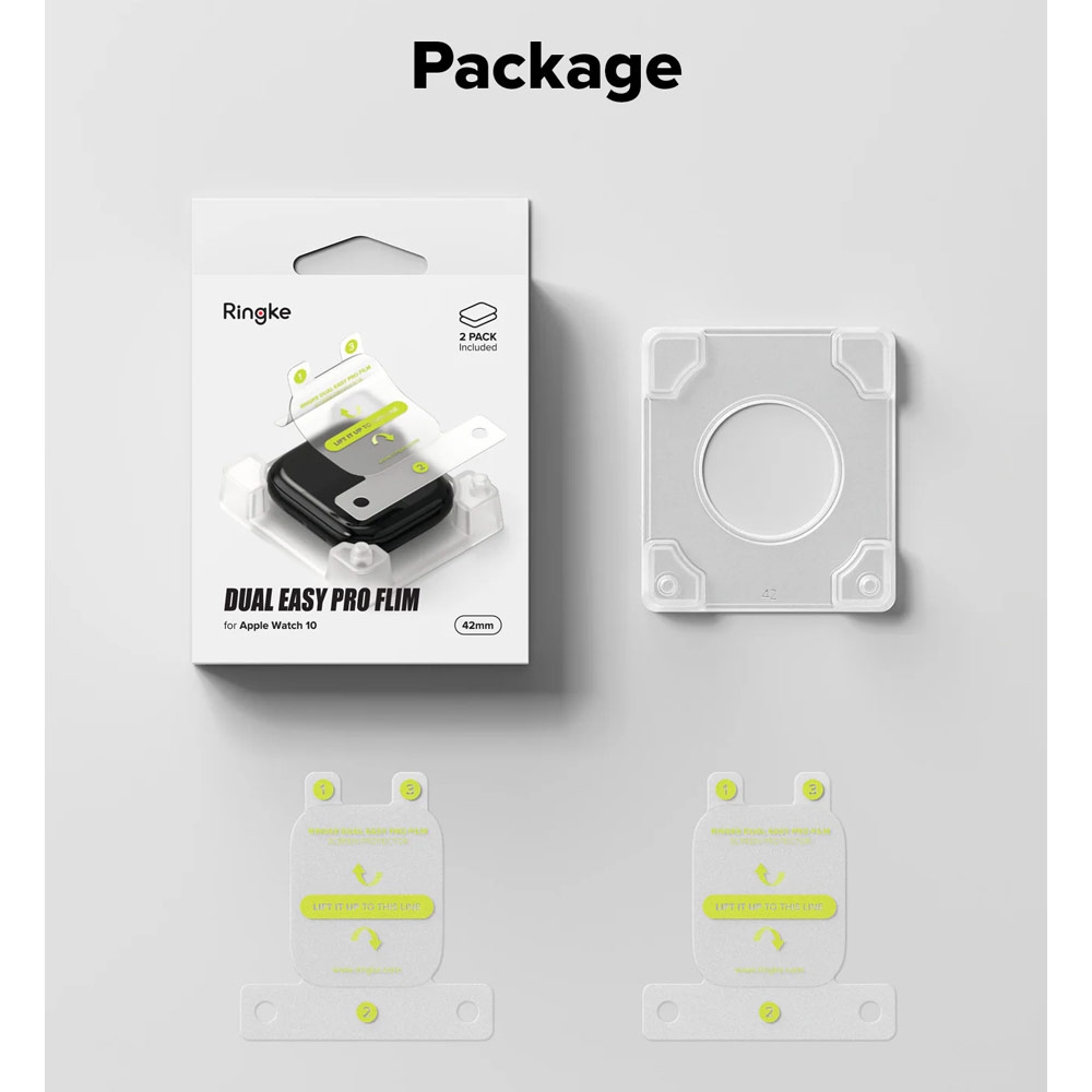 Picture of Apple Watch 10 42mm Screen Protector | Ringke Screen Protector Dual Easy Film Pro High Quality EPU Self Healing Anti Finger Print Soft Screen Protector for Apple Watch Series 10 42mm (Clear) 2pcs