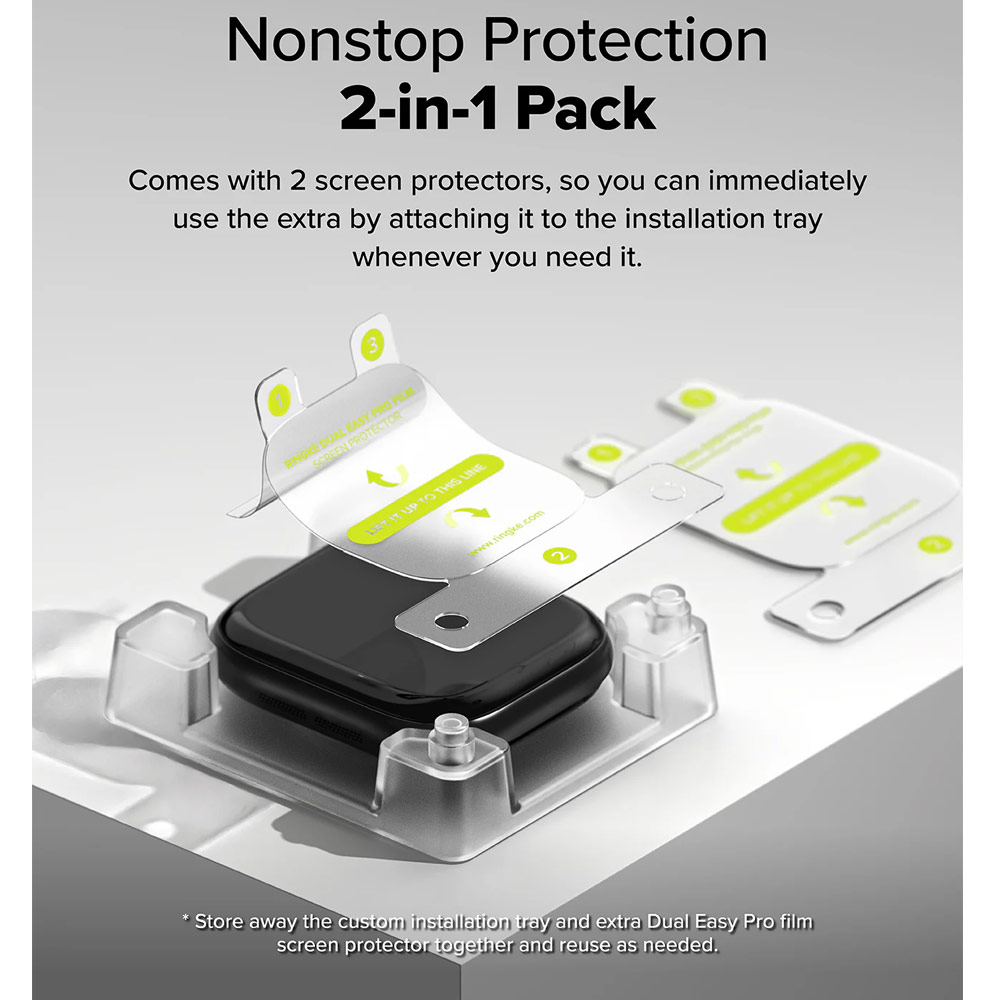 Picture of Apple Watch 10 46mm Screen Protector | Ringke Screen Protector Dual Easy Film Pro High Quality EPU Self Healing Anti Finger Print Soft Screen Protector for Apple Watch Series 10 46mm (Clear) 2pcs