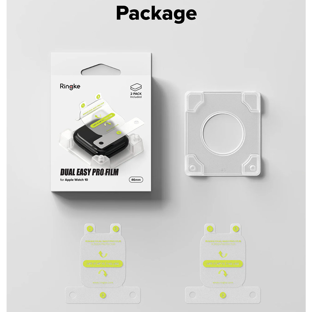 Picture of Apple Watch 10 46mm Screen Protector | Ringke Screen Protector Dual Easy Film Pro High Quality EPU Self Healing Anti Finger Print Soft Screen Protector for Apple Watch Series 10 46mm (Clear) 2pcs