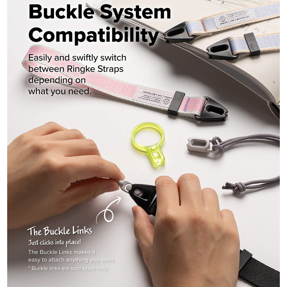 Picture of Ringke High density polyester Shoulder Strap for Perfect for daily use traveling hiking smartphone Portable Handheld Fan Strap (Stripe Pink)