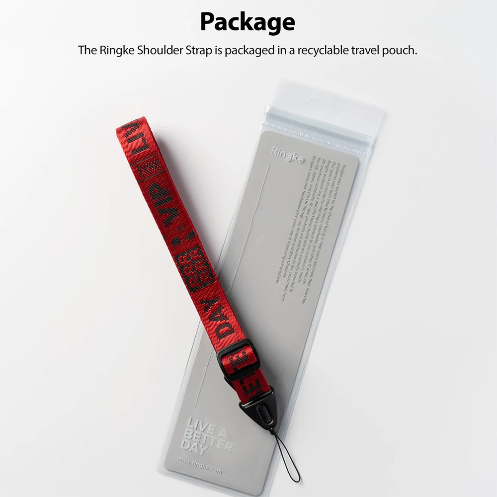 Picture of Ringke Shoulder Strap Smartphone Case Strap Camera Strap Airpods Pro Airpods 3 Strap with Buckle (Lettering Ticket Band 2 Red)