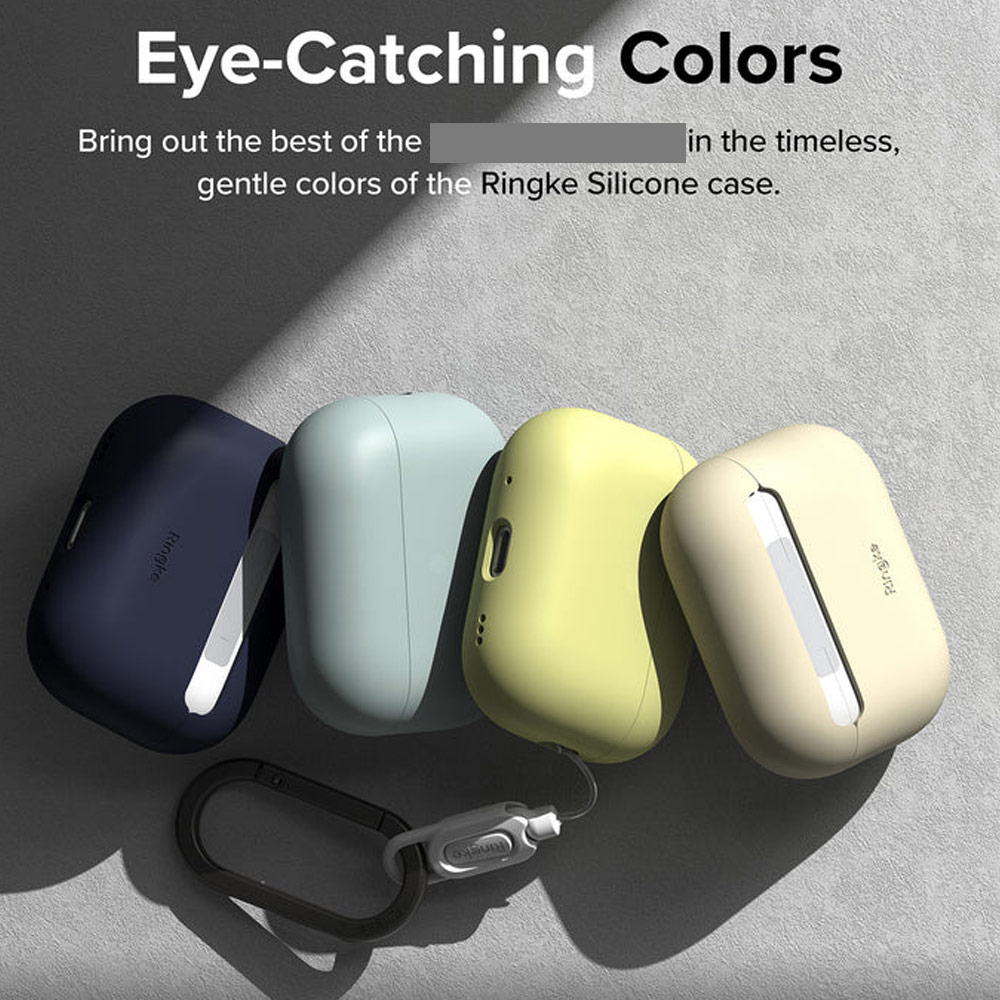 Picture of Apple Airpods Pro 2 Case | Ringke Silicone Soft Feel Hard Protective Protection Case with Carabiner for Apple Airpods Pro 2 (Mellow Yellow)