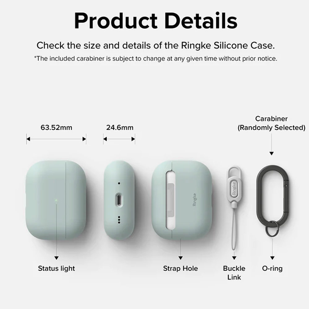 Picture of Apple Airpods Pro 2 Case | Ringke Silicone Soft Feel Hard Protective Protection Case with Carabiner for Apple Airpods Pro 2 (Mellow Yellow)