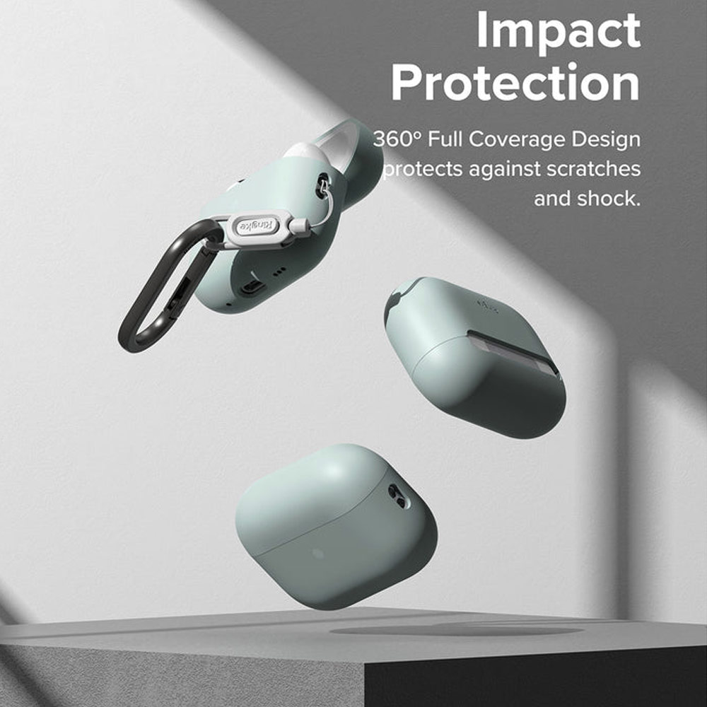 Picture of Apple Airpods Pro 2 Case | Ringke Silicone Soft Feel Hard Protective Protection Case with Carabiner for Apple Airpods Pro 2 (Mellow Yellow)