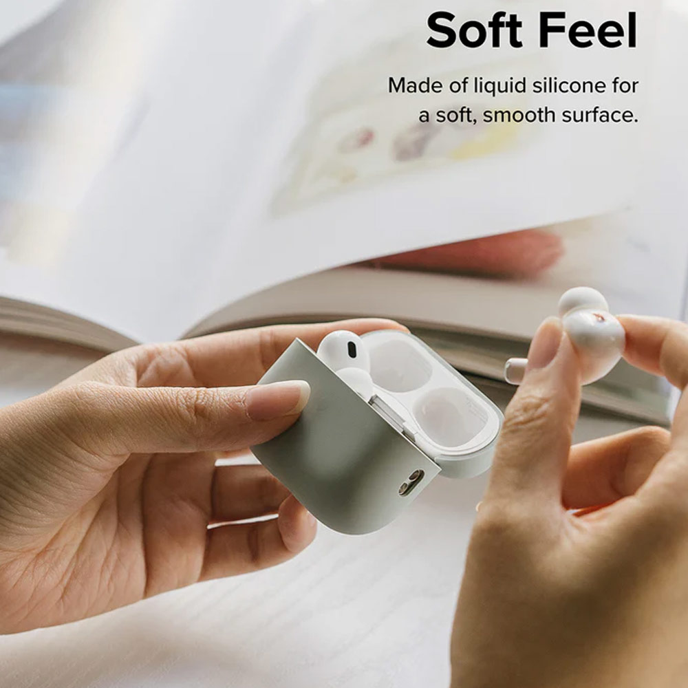 Picture of Apple Airpods Pro 2 Case | Ringke Silicone Soft Feel Hard Protective Protection Case with Carabiner for Apple Airpods Pro 2 (Mellow Yellow)