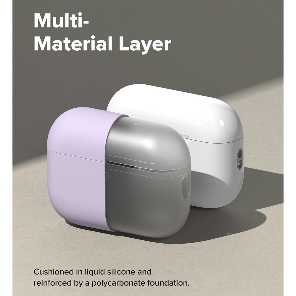 Picture of Apple Airpods Pro 3 Case | Ringke Silicone Soft Feel Hard Protective Protection Case with Carabiner for Apple Airpods Pro 3 (Light Purple)