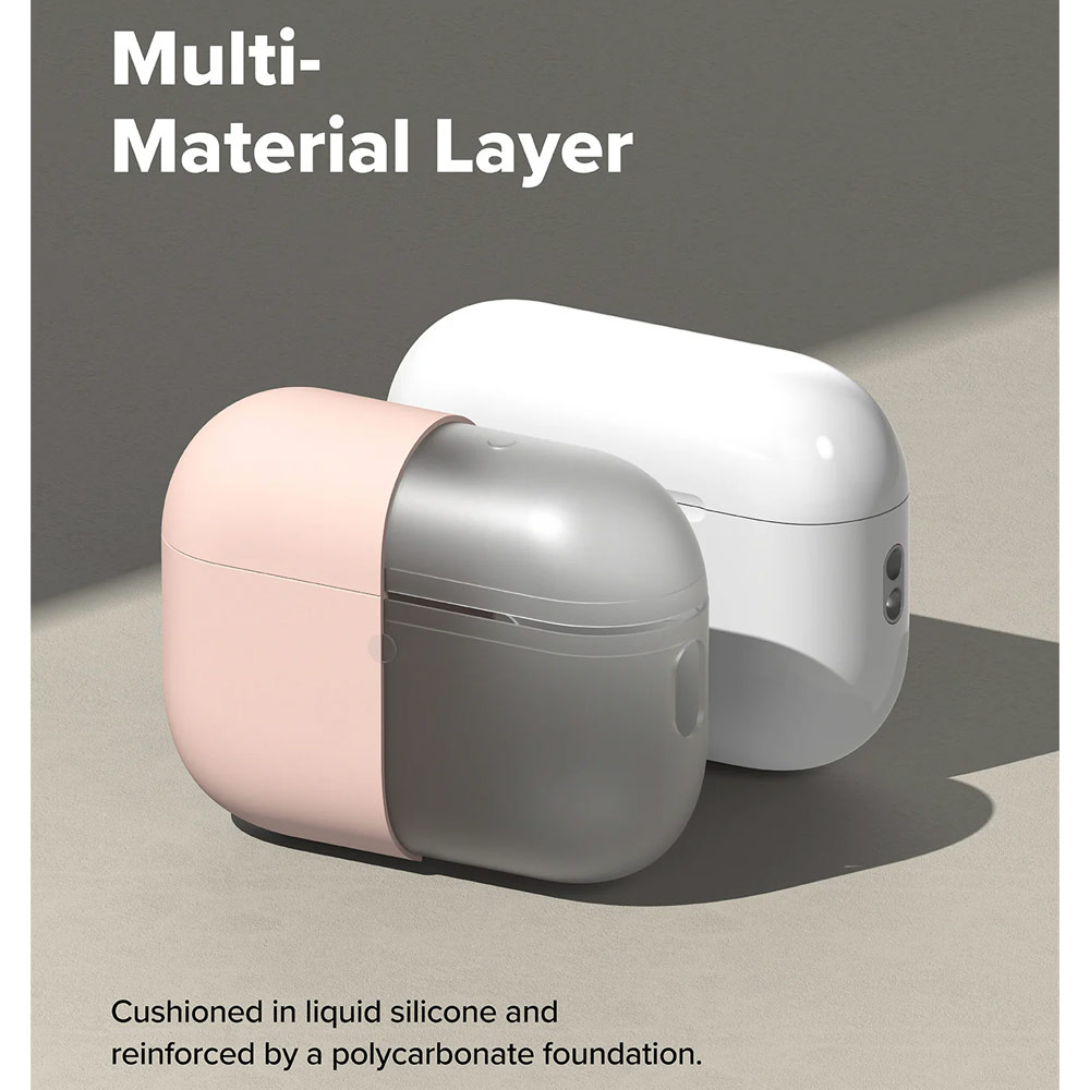 Picture of Apple Airpods Pro 3 Case | Ringke Silicone Soft Feel Hard Protective Protection Case with Carabiner for Apple Airpods Pro 3 (Pink Sand)