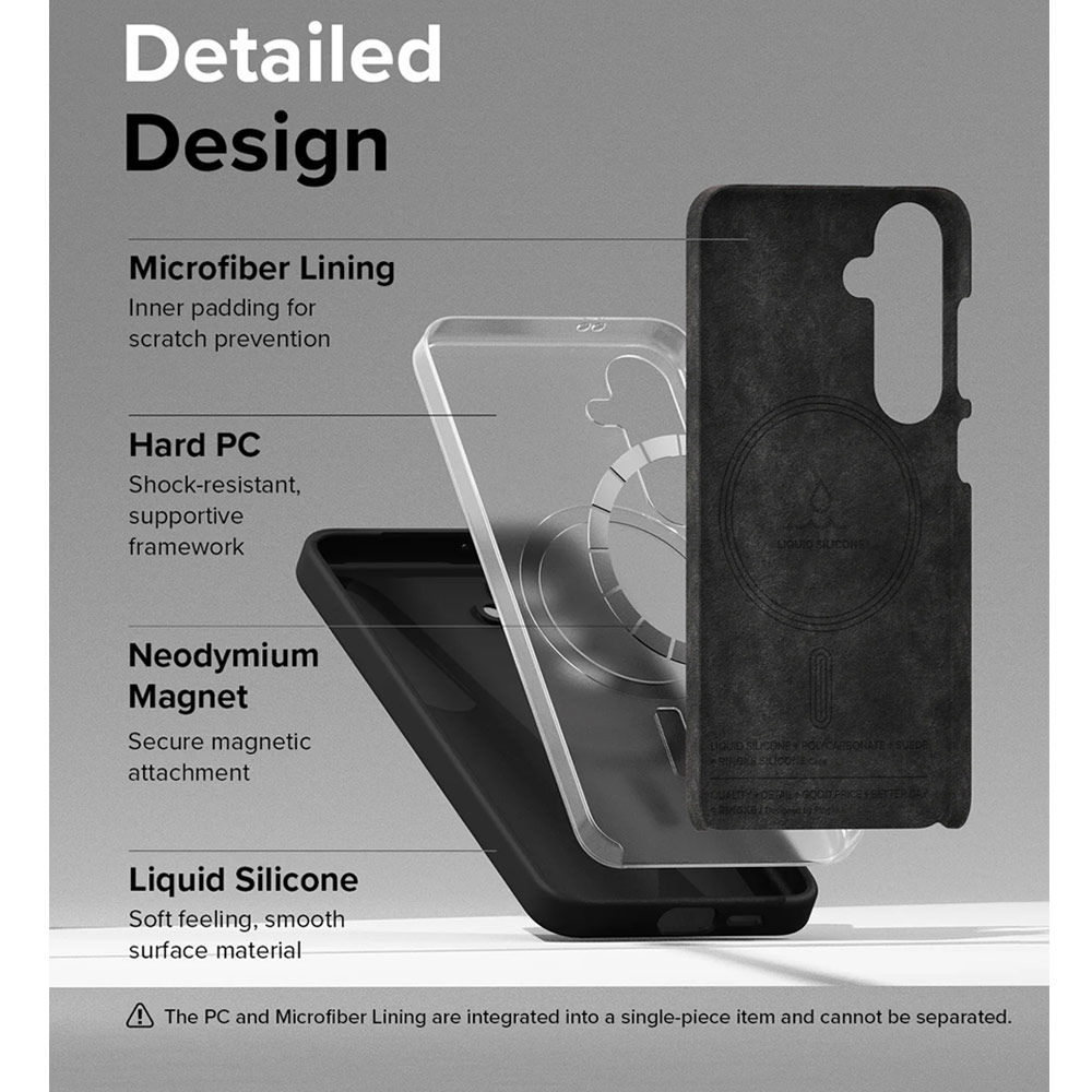 Picture of Samsung Galaxy S24 Case | Ringke Soft Liquid Silicone Case with Magnetic Ring Protection Case for Samsung Galaxy S24 (Black)