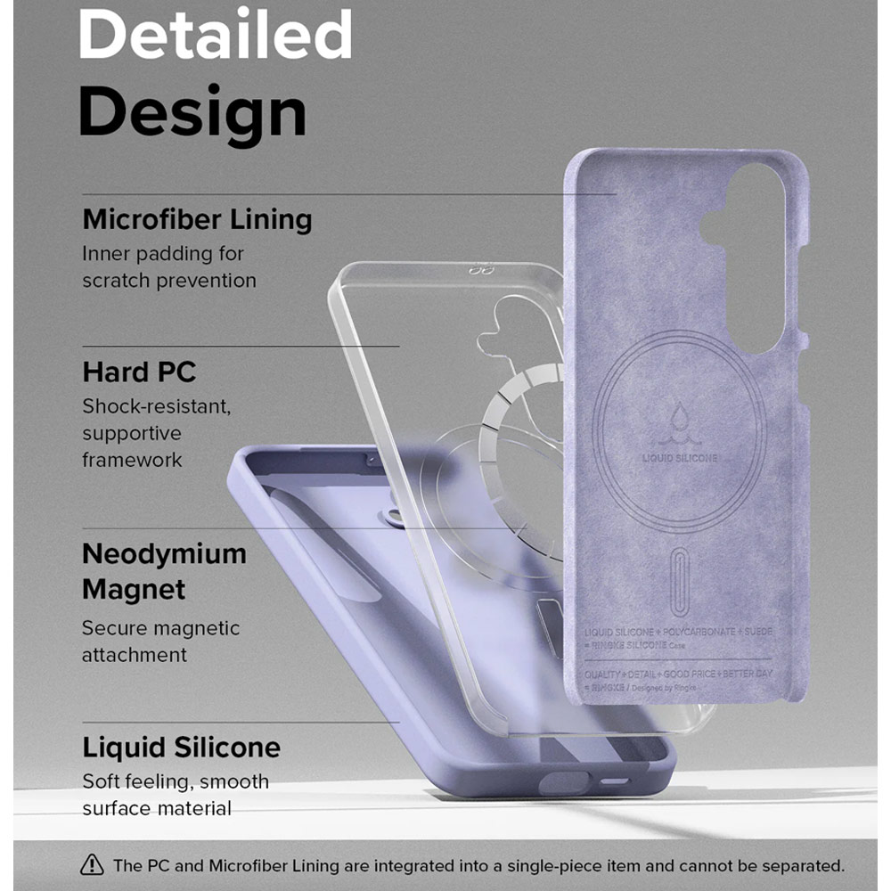 Picture of Samsung Galaxy S24 Case | Ringke Soft Liquid Silicone Case with Magnetic Ring Protection Case for Samsung Galaxy S24 (Lavender)