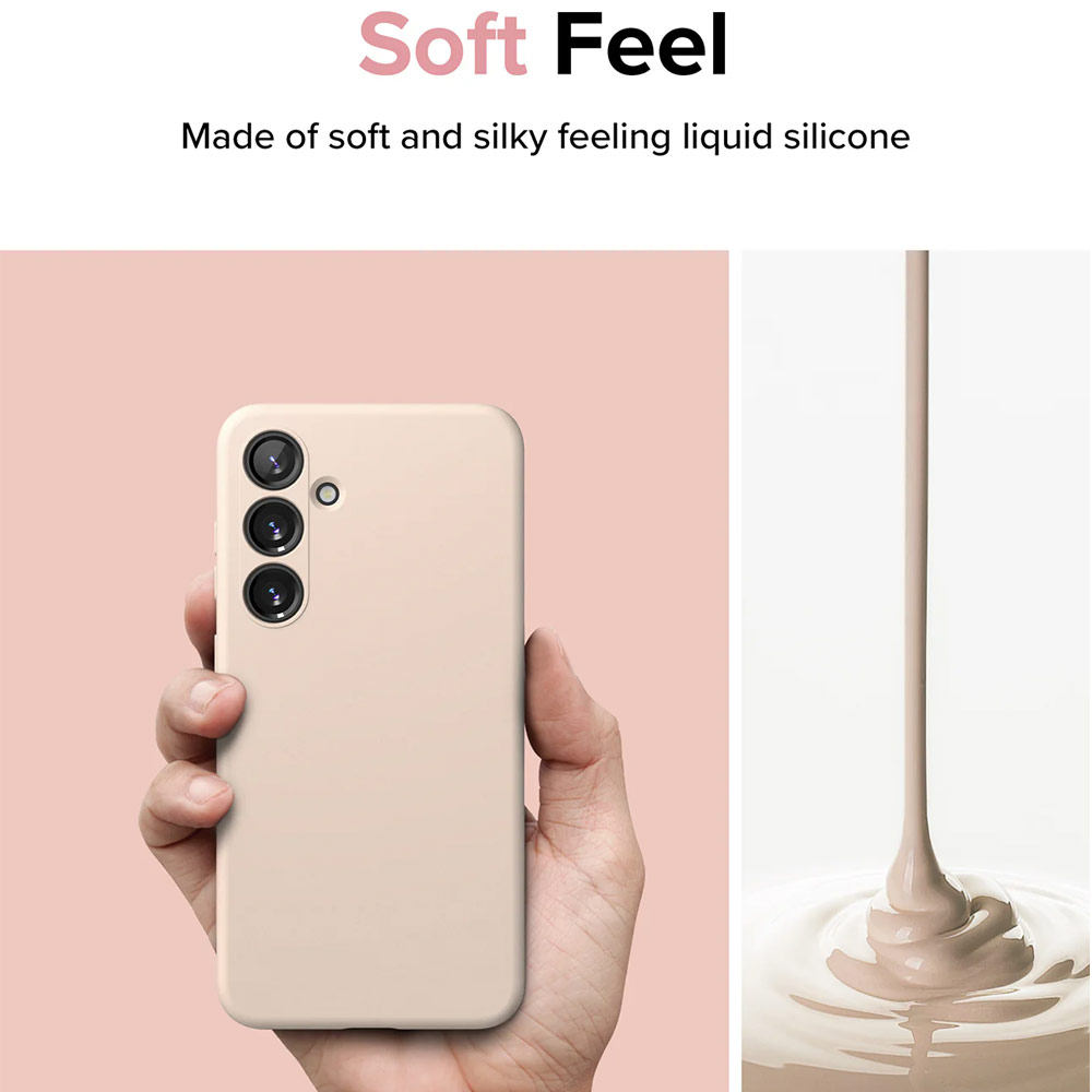 Picture of Samsung Galaxy S24 Case | Ringke Soft Liquid Silicone Case with Magnetic Ring Protection Case for Samsung Galaxy S24 (Pink Sand)