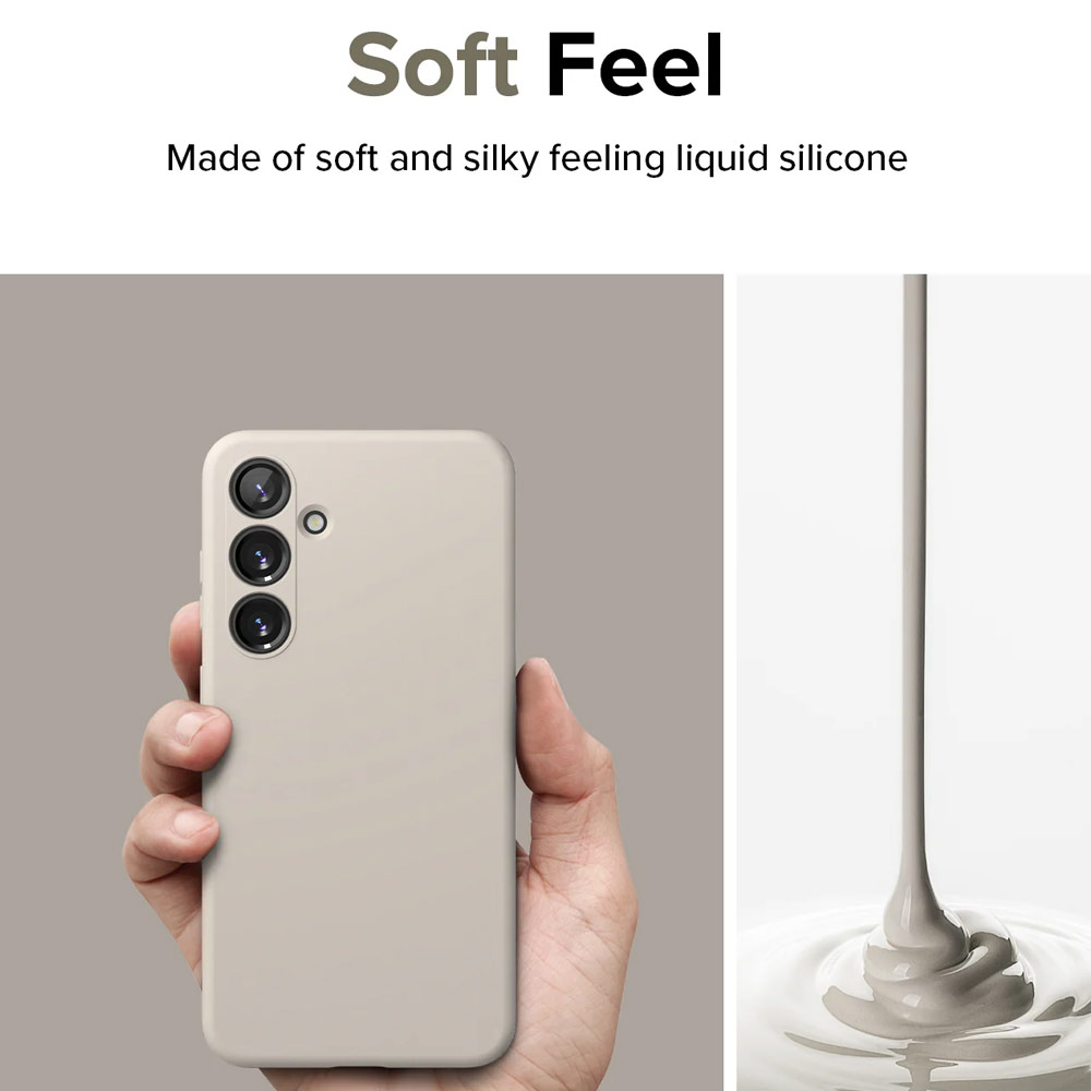 Picture of Samsung Galaxy S24 Case | Ringke Soft Liquid Silicone Case with Magnetic Ring Protection Case for Samsung Galaxy S24 (Stone)