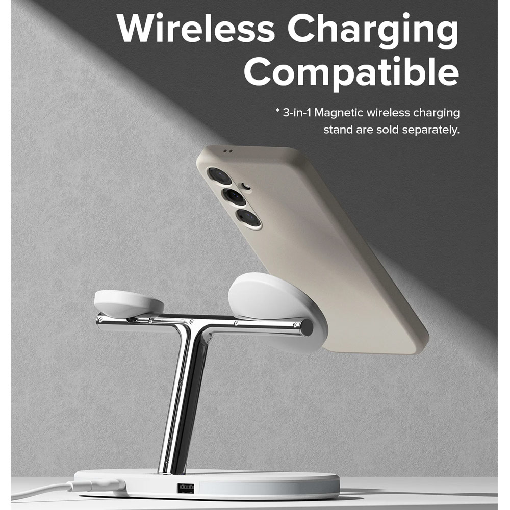 Picture of Samsung Galaxy S24 Case | Ringke Soft Liquid Silicone Case with Magnetic Ring Protection Case for Samsung Galaxy S24 (Stone)