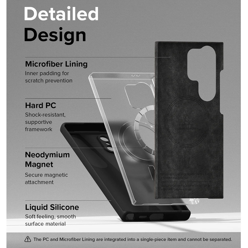 Picture of Samsung Galaxy S24 Ultra Case | Ringke Soft Liquid Silicone Case with Magnetic Ring Protection Case for Samsung Galaxy S24 Ultra (Black)