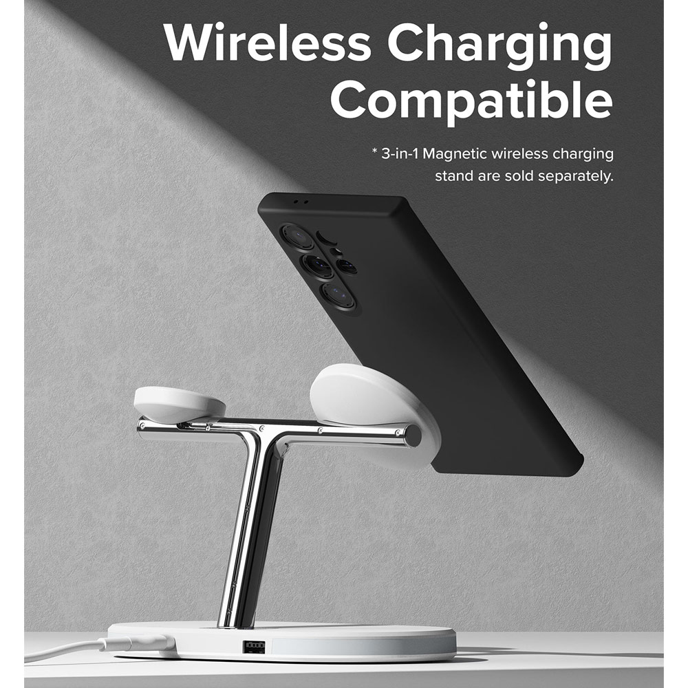 Picture of Samsung Galaxy S24 Ultra Case | Ringke Soft Liquid Silicone Case with Magnetic Ring Protection Case for Samsung Galaxy S24 Ultra (Black)