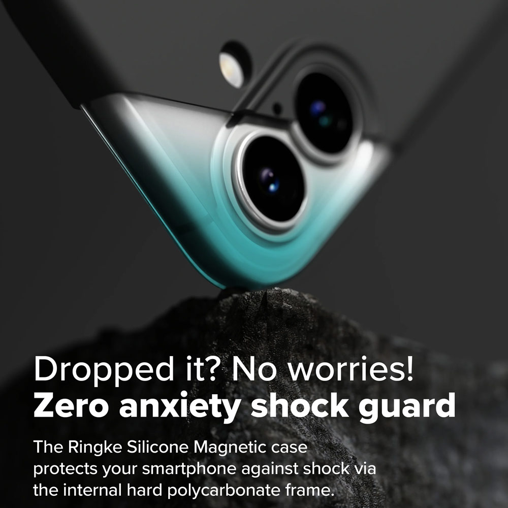 Picture of Apple iPhone 16 6.1 Case | Ringke Silicone Magnetic Drop Protection Case for iPhone 16 6.1 (Black)