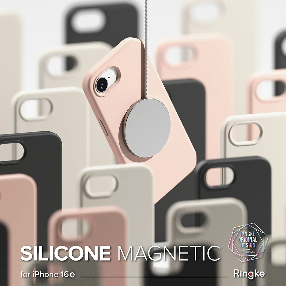 Picture of Apple iPhone 16e Case | Ringke Silicone Magnetic Soft Liquid Silicone Protection Case for iPhone 16e (Black)