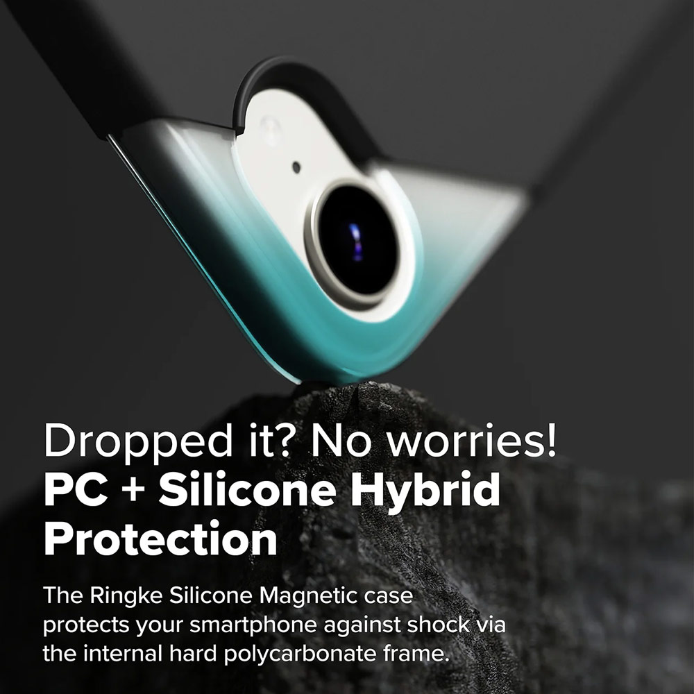 Picture of Apple iPhone 16e Case | Ringke Silicone Magnetic Soft Liquid Silicone Protection Case for iPhone 16e (Black)