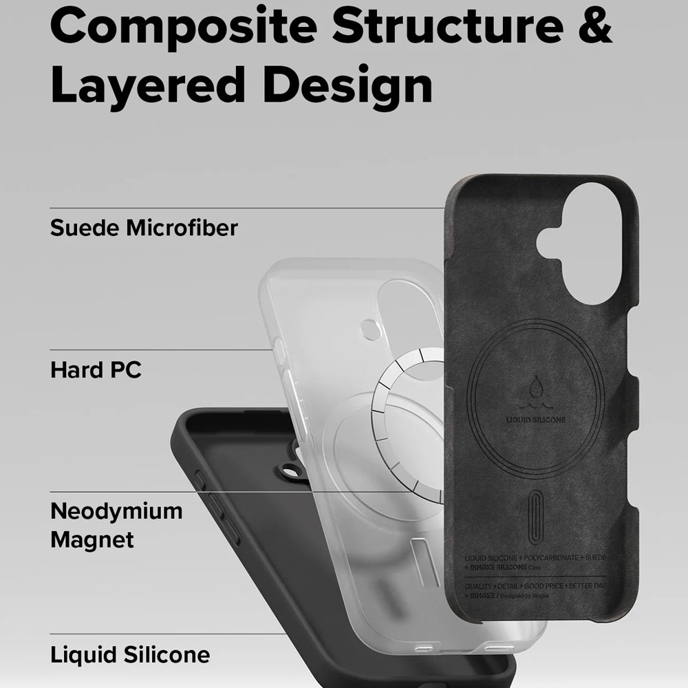 Picture of Apple iPhone 17 6.3 Case | Ringke Silicone Magnetic Soft Liquid Silicone Drop Protection Case with Camera Control Button for iPhone 17 6.3 (Black)