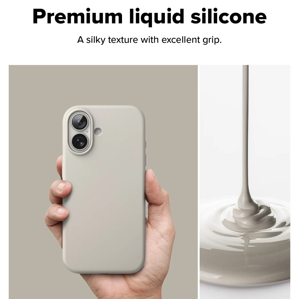 Picture of Apple iPhone 17 6.3 Case | Ringke Silicone Magnetic Soft Liquid Silicone Drop Protection Case with Camera Control Button for iPhone 17 6.3 (Stone)