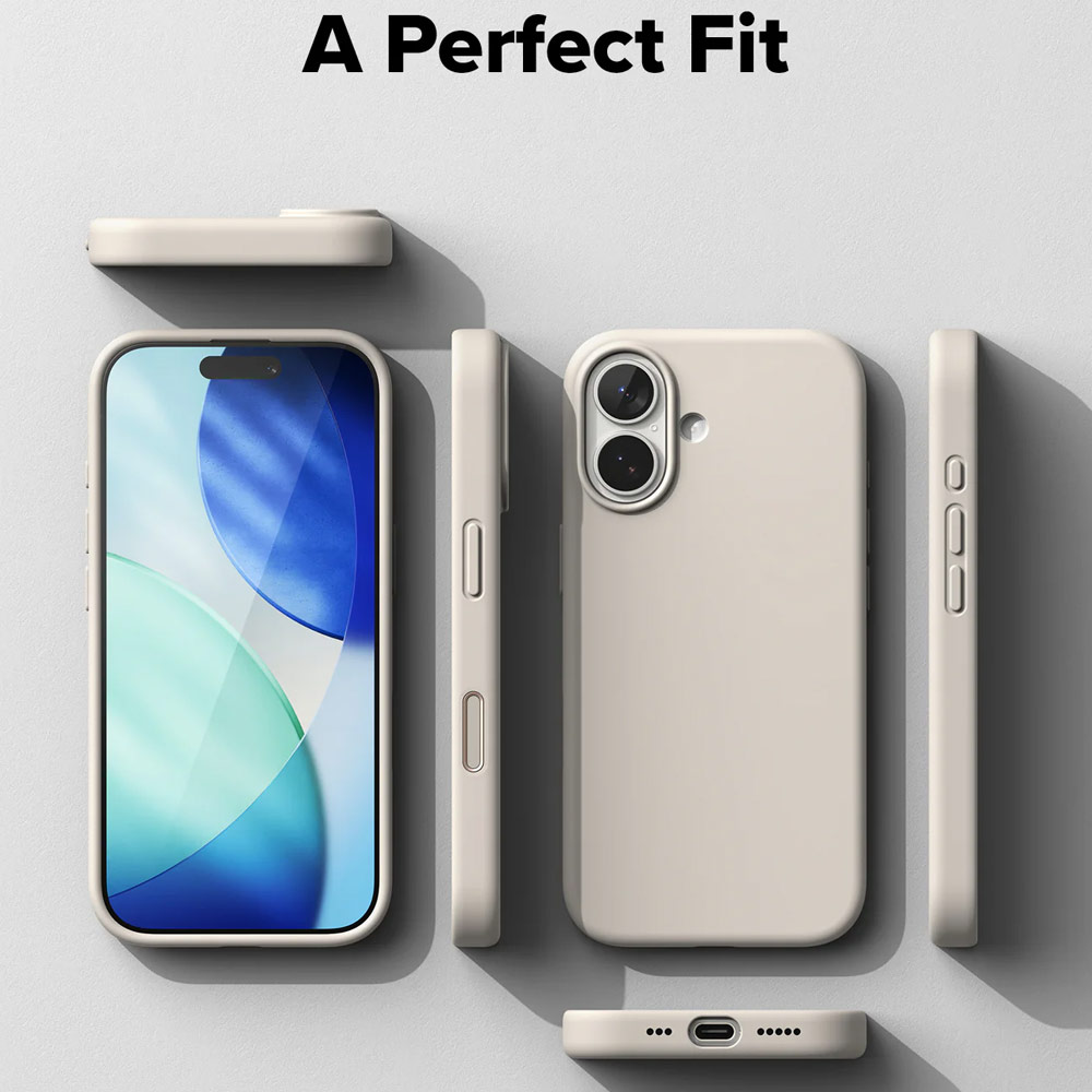 Picture of Apple iPhone 17 6.3 Case | Ringke Silicone Magnetic Soft Liquid Silicone Drop Protection Case with Camera Control Button for iPhone 17 6.3 (Stone)