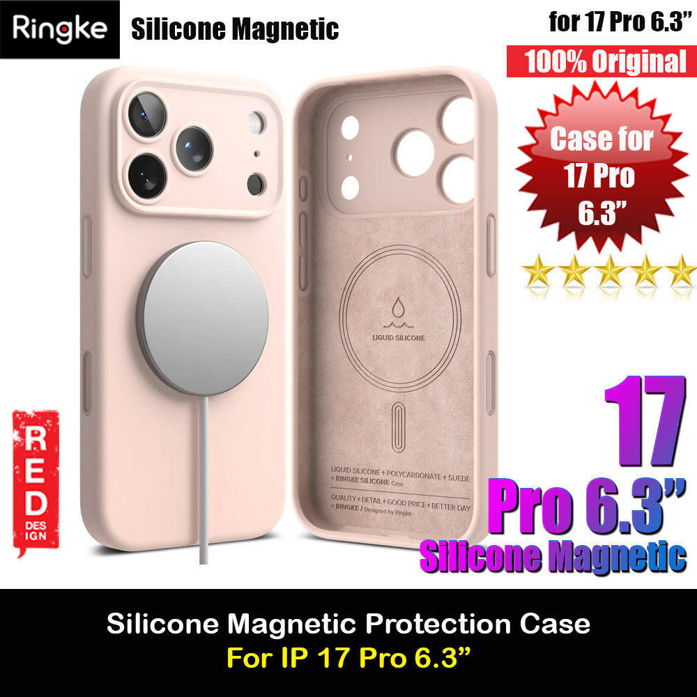 Picture of Ringke Silicone Magnetic Soft Liquid Silicone Drop Protection Case with Camera Control Button for iPhone 17 Pro 6.3 (Pink Sand) Apple iPhone 17 Pro 6.3- Apple iPhone 17 Pro 6.3 Cases, Apple iPhone 17 Pro 6.3 Covers, iPad Cases and a wide selection of Apple iPhone 17 Pro 6.3 Accessories in Malaysia, Sabah, Sarawak and Singapore 