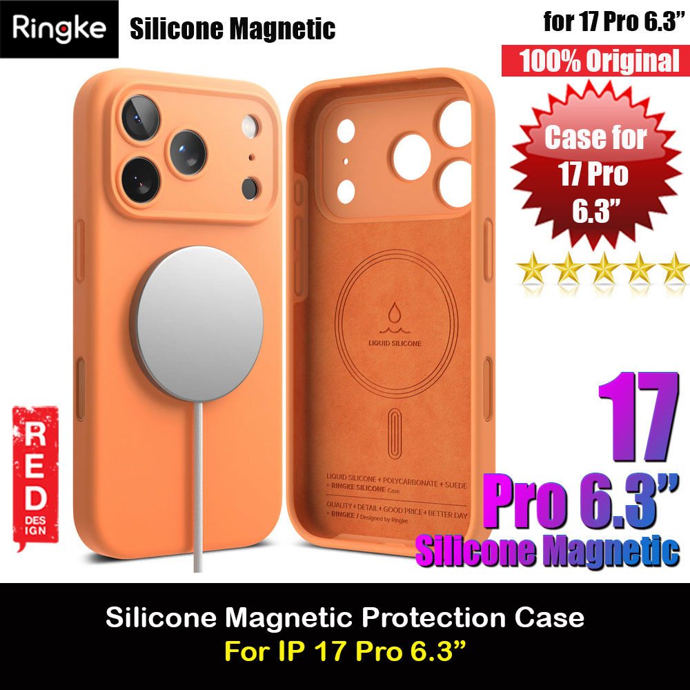 Picture of Ringke Silicone Magnetic Soft Liquid Silicone Drop Protection Case with Camera Control Button for iPhone 17 Pro 6.3 (Tangerie) Apple iPhone 17 Pro 6.3- Apple iPhone 17 Pro 6.3 Cases, Apple iPhone 17 Pro 6.3 Covers, iPad Cases and a wide selection of Apple iPhone 17 Pro 6.3 Accessories in Malaysia, Sabah, Sarawak and Singapore 