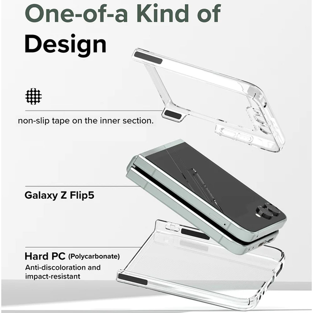 Picture of Samsung Galaxy Z Flip 5 Case | Ringke Anti Yellowing Ultra Slim Protection Case with Strap Hole for Samsung Galaxy Z Flip 5 (Clear)