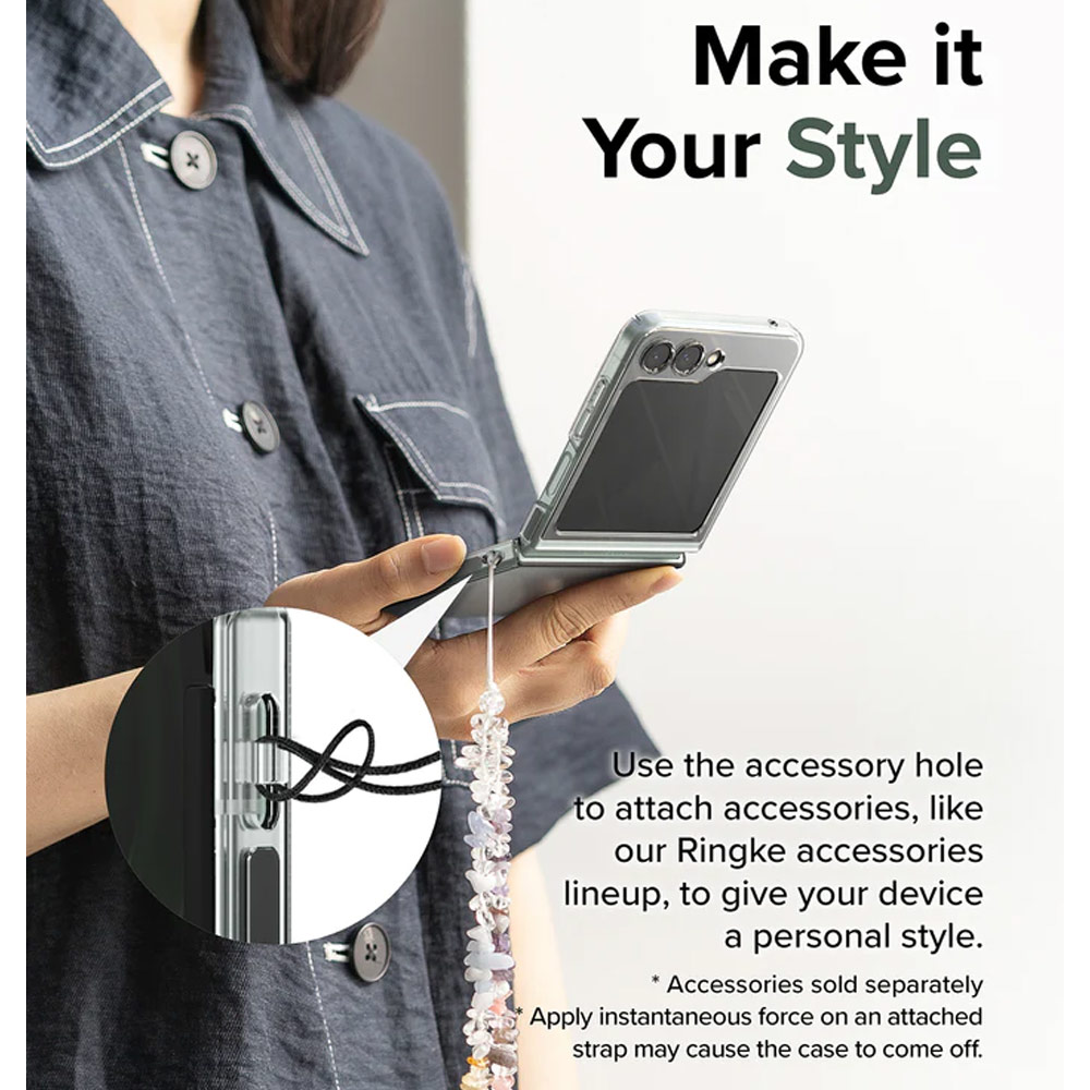 Picture of Samsung Galaxy Z Flip 5 Case | Ringke Anti Yellowing Ultra Slim Protection Case with Strap Hole for Samsung Galaxy Z Flip 5 (Clear)