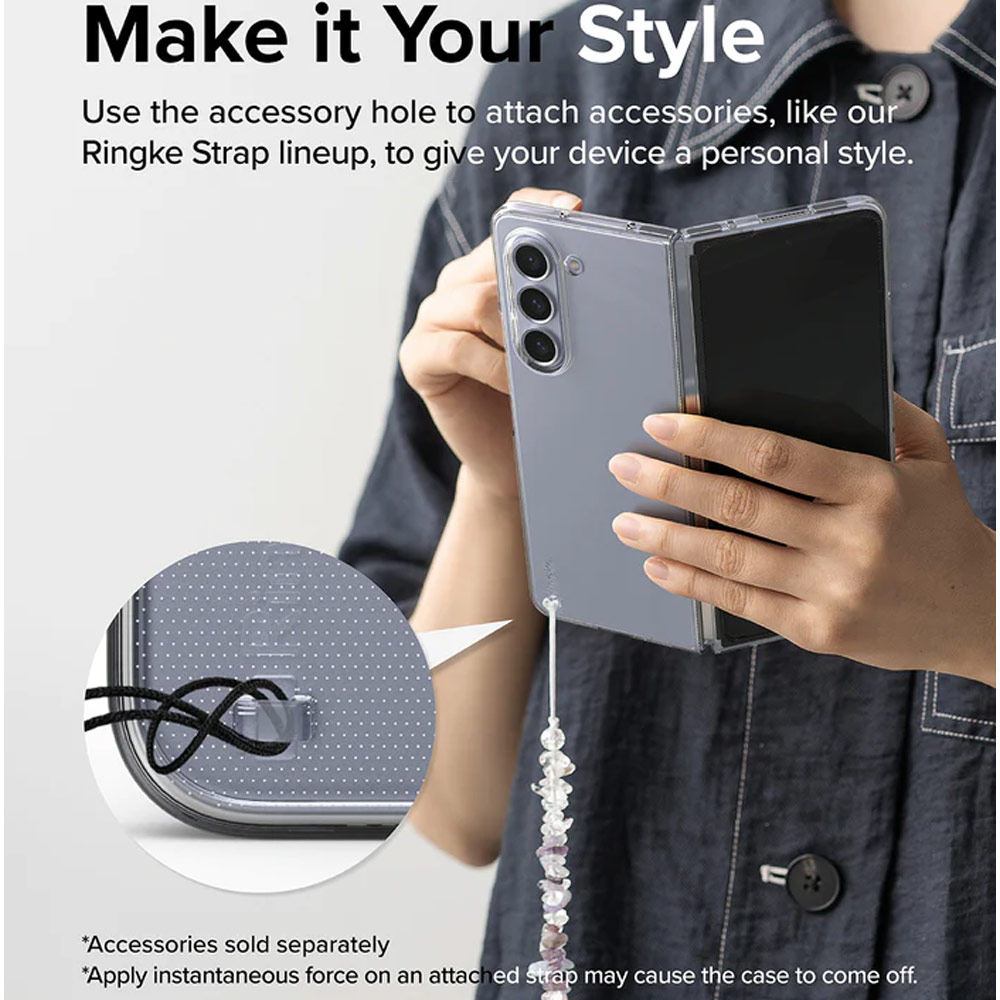 Picture of Samsung Galaxy Z Fold 5 Case | Ringke Anti Yellowing Ultra Slim Protection Case with Strap Hole for Samsung Galaxy Z Fold 5 (Clear)