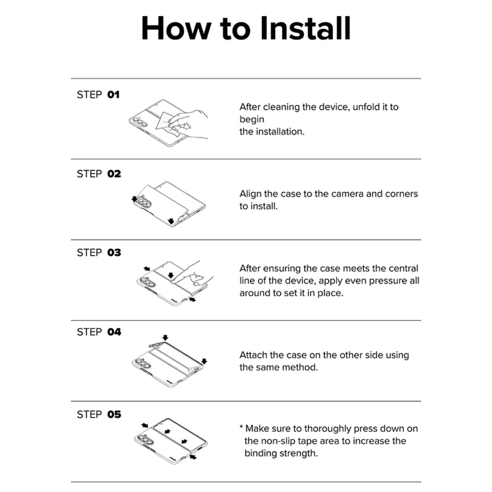 Picture of Samsung Galaxy Z Fold 5 Case | Ringke Anti Yellowing Ultra Slim Protection Case with Strap Hole for Samsung Galaxy Z Fold 5 (Clear)