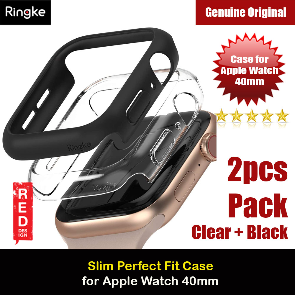 Picture of Ringke Slim Perfect Fit Case for Apple Watch Series 4 5 6 SE 40mm  (2 PACK with Clear and Black) Apple Watch 40mm- Apple Watch 40mm Cases, Apple Watch 40mm Covers, iPad Cases and a wide selection of Apple Watch 40mm Accessories in Malaysia, Sabah, Sarawak and Singapore 