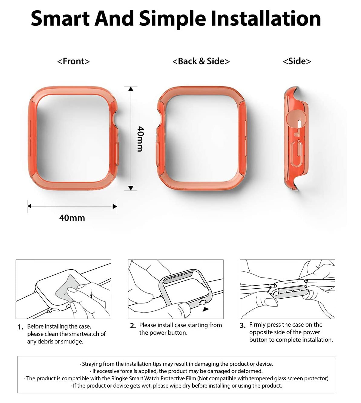 Picture of Apple Watch 40mm Case | Ringke Slim Perfect Fit Case for Apple Watch Series 4 5 6 SE 40mm  (2 PACK with Clear and Cloral)