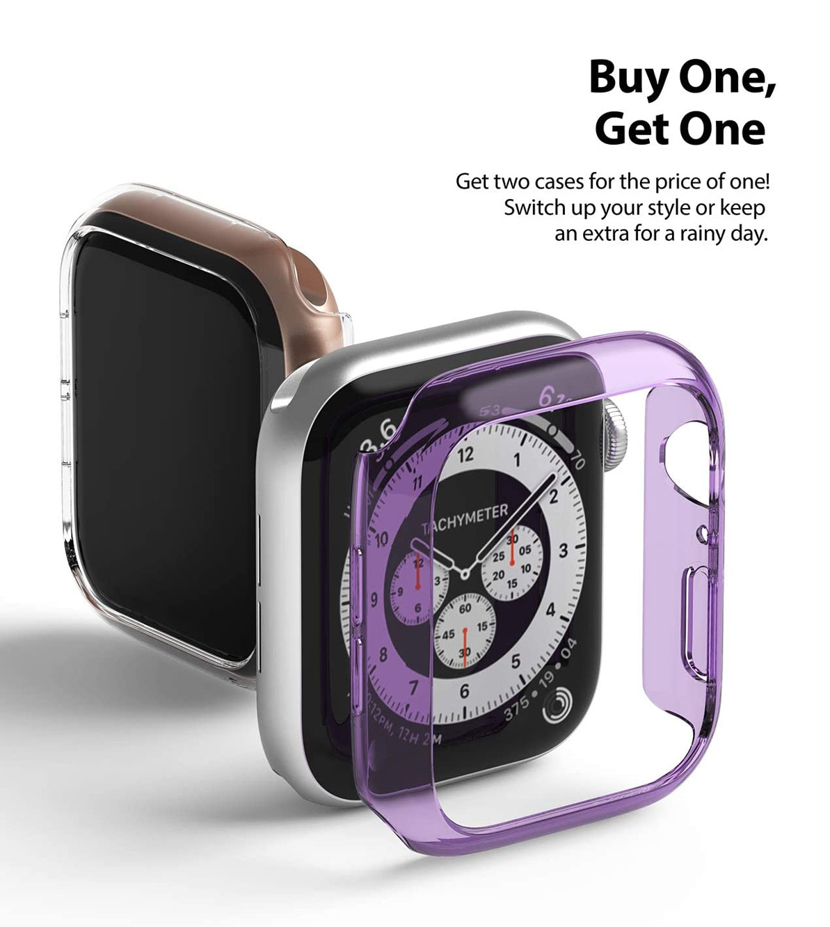 Picture of Apple Watch 40mm Case | Ringke Slim Perfect Fit Case for Apple Watch Series 4 5 6 SE 40mm  (2 PACK with Clear and Purple)