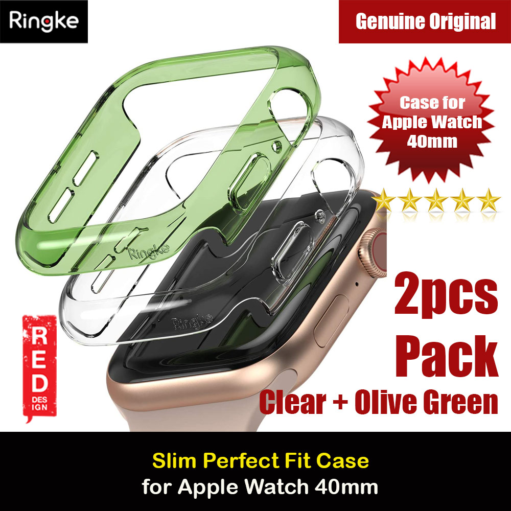 Picture of Ringke Slim Perfect Fit Case for Apple Watch Series 4 5 6 SE 40mm  (2 PACK with Clear and Olive Green) Apple Watch 40mm- Apple Watch 40mm Cases, Apple Watch 40mm Covers, iPad Cases and a wide selection of Apple Watch 40mm Accessories in Malaysia, Sabah, Sarawak and Singapore 