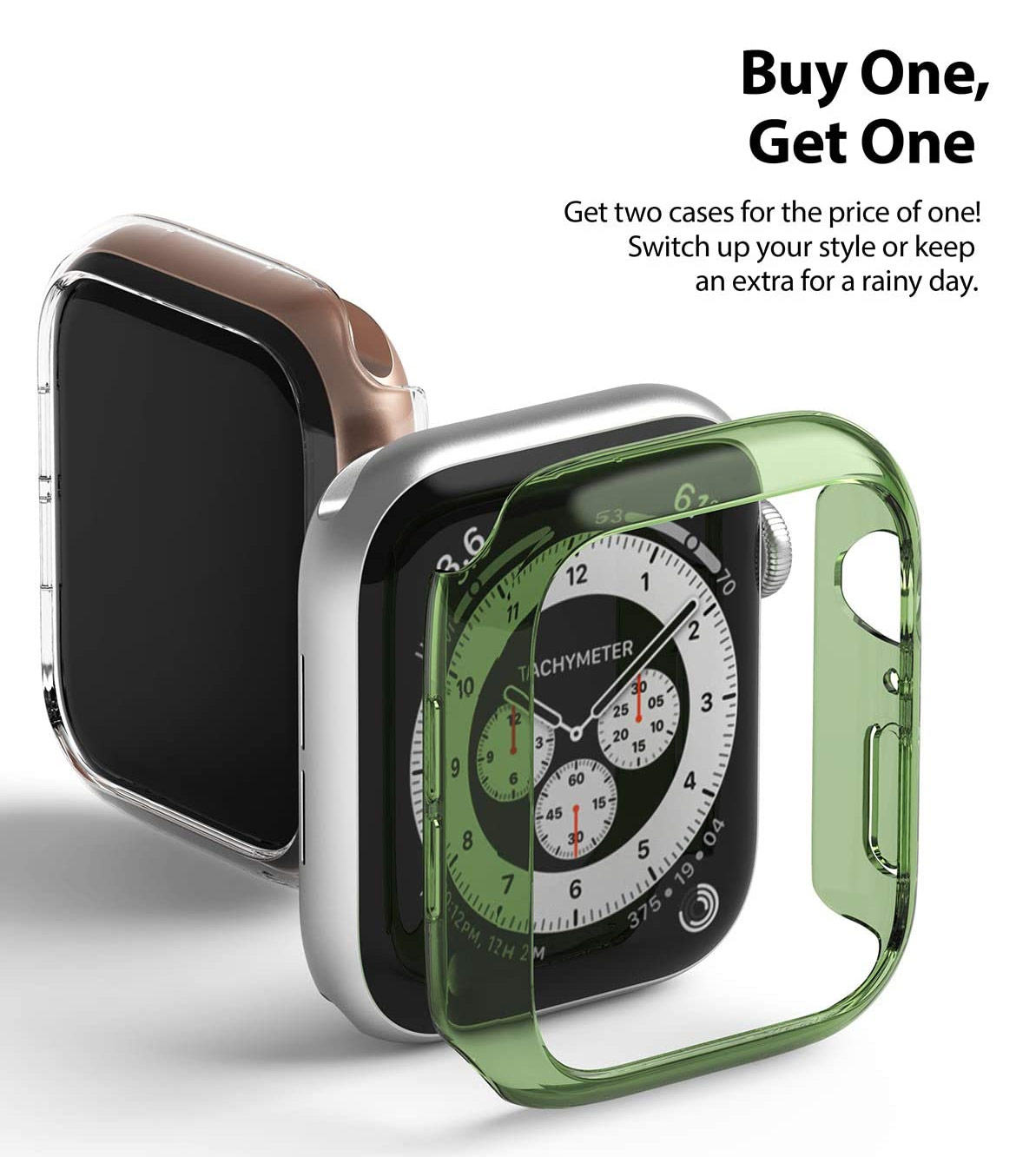 Picture of Apple Watch 40mm Case | Ringke Slim Perfect Fit Case for Apple Watch Series 4 5 6 SE 40mm (2 PACK with Clear and Olive Green)