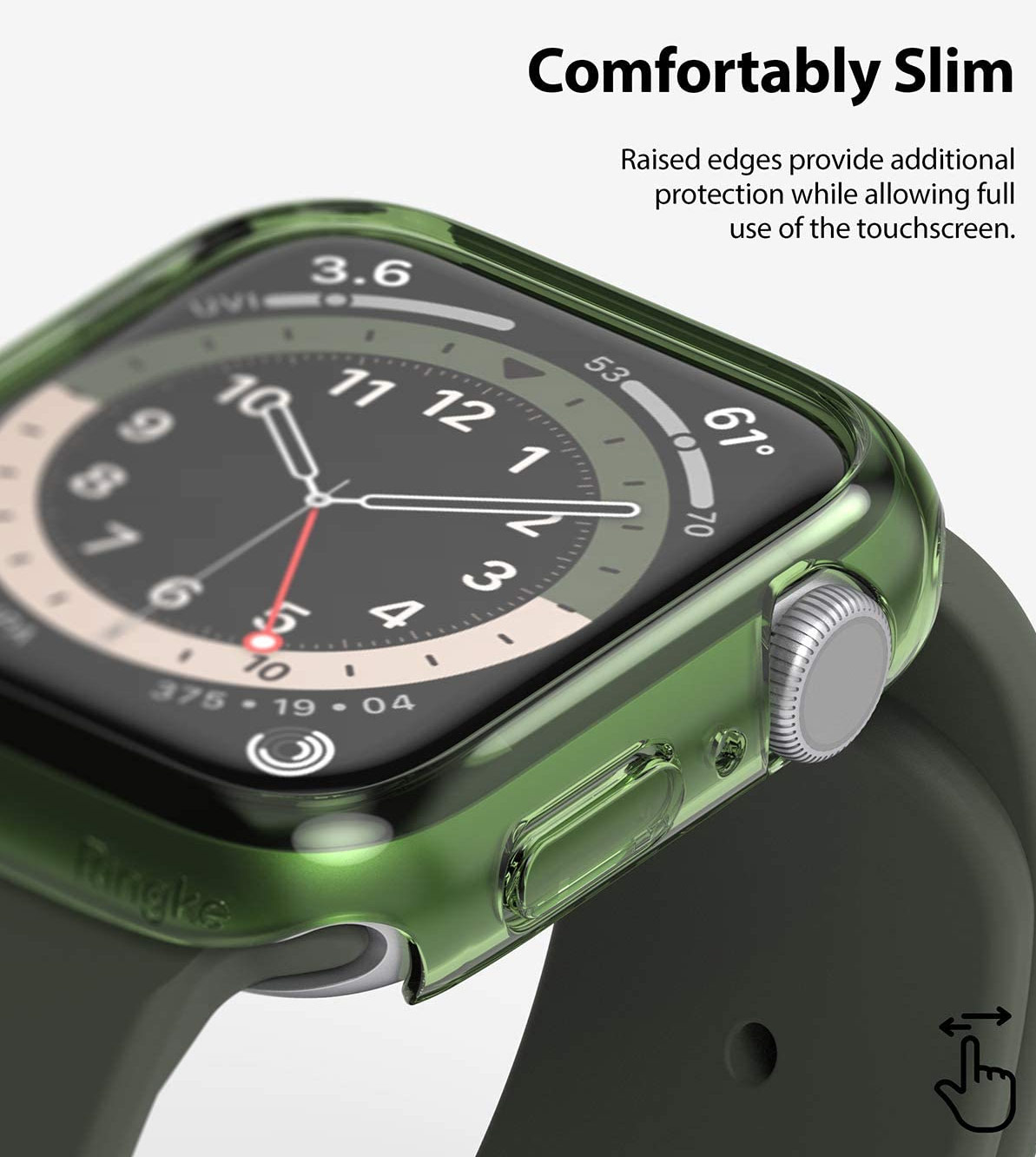 Picture of Apple Watch 40mm Case | Ringke Slim Perfect Fit Case for Apple Watch Series 4 5 6 SE 40mm (2 PACK with Clear and Olive Green)