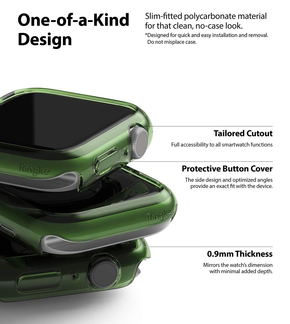 Picture of Apple Watch 40mm Case | Ringke Slim Perfect Fit Case for Apple Watch Series 4 5 6 SE 40mm (2 PACK with Clear and Olive Green)