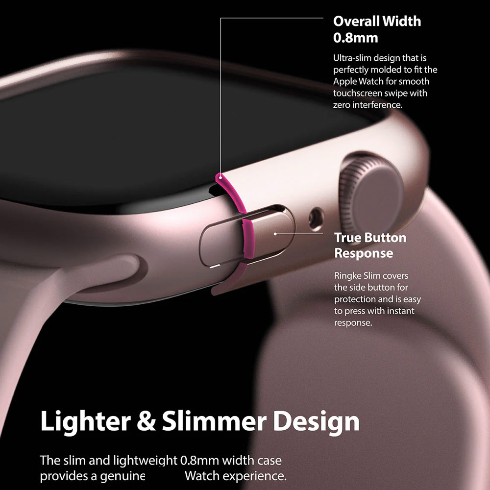 Picture of Apple Watch 41mm Case | Ringke Slim Perfect Fit Case for Apple Watch Series 7 8 9 41mm (2 PACK Clear and Pink)
