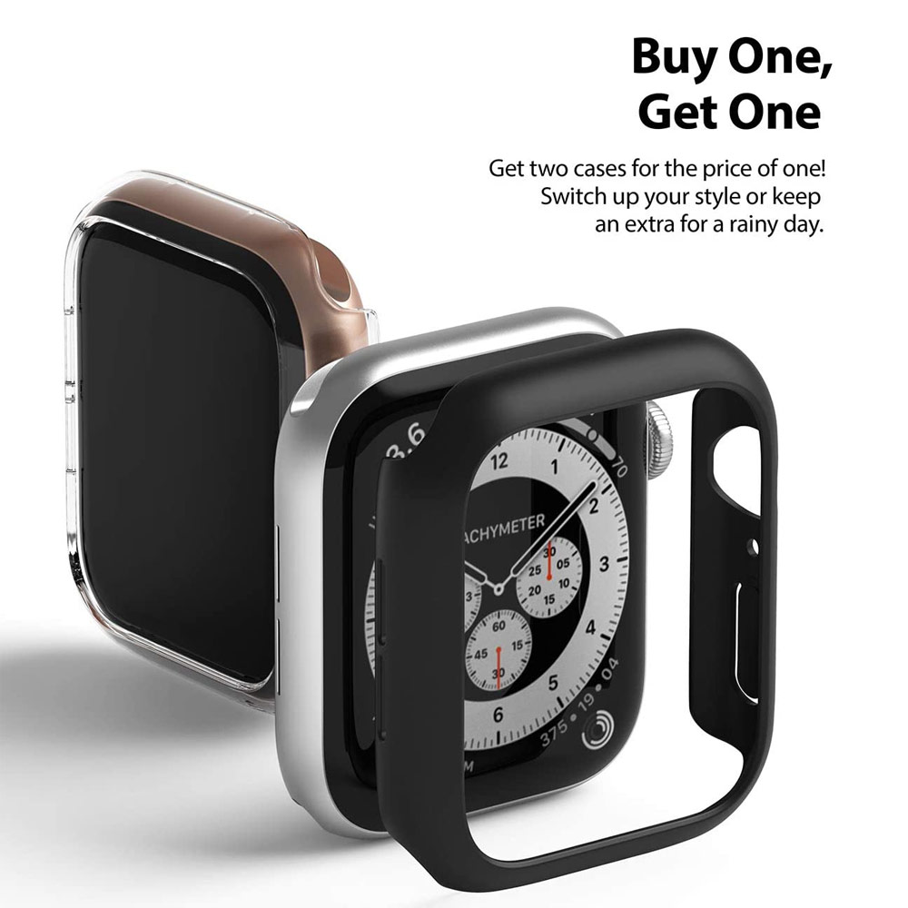 Picture of Apple Watch 44mm Case | Ringke Slim Perfect Fit Case for Apple Watch Series 4 5 6 SE 44mm  (2 PACK with Clear and Black)