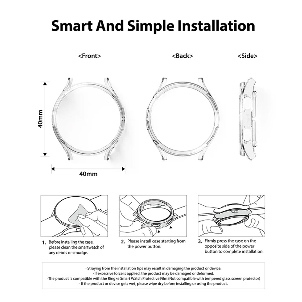 Picture of Samsung Galaxy Watch 4 40mm Case | Ringke Slim and lightweight Durable Case for Galaxy Watch 4 40mm Case (Clear and Dark Chrome)