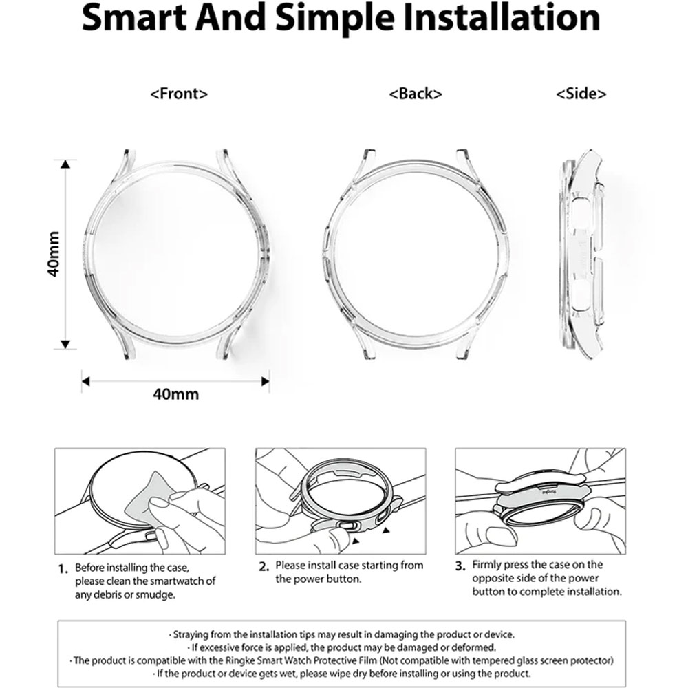 Picture of Samsung Galaxy Watch 4 44mm Case | Ringke Slim and lightweight Durable Case for Galaxy Watch 4 44mm Case (Clear and Chrome)